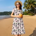 thumbnail image 4 of Vsdgher Bouteille de Vin Aquarelle pour Femmes Été 2025 Décontracté Robes Midi Maxi Légères Manches Courtes Col Rond Robe de Plage, 4 of 6