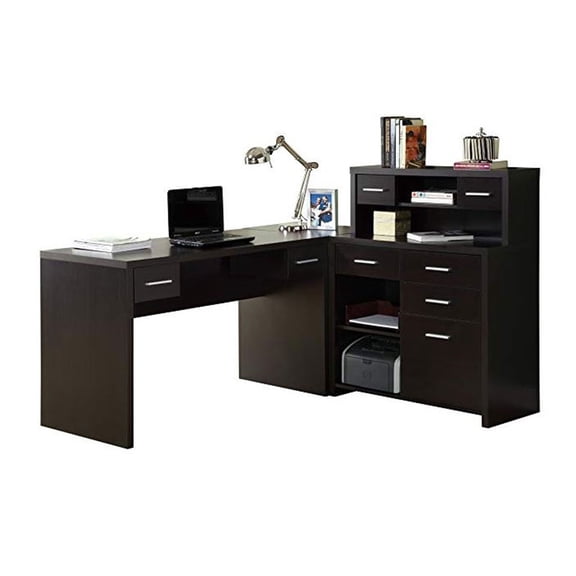 Computer Desk Home Office Corner L Shape Work Laptop Laminate Brown
