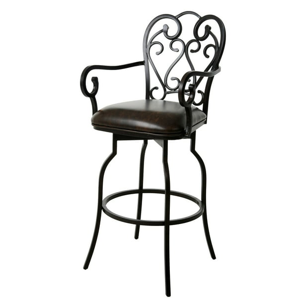 Swivel Counter Stool With Arms, Metal Swivel Bar Stools With Back And Arms