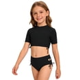 thumbnail image 5 of WOYY Girls Swimsuit Side-Tie Short Sleeve Cropped Rashguard Bathing Suit, Sizes 5-14, 5 of 6