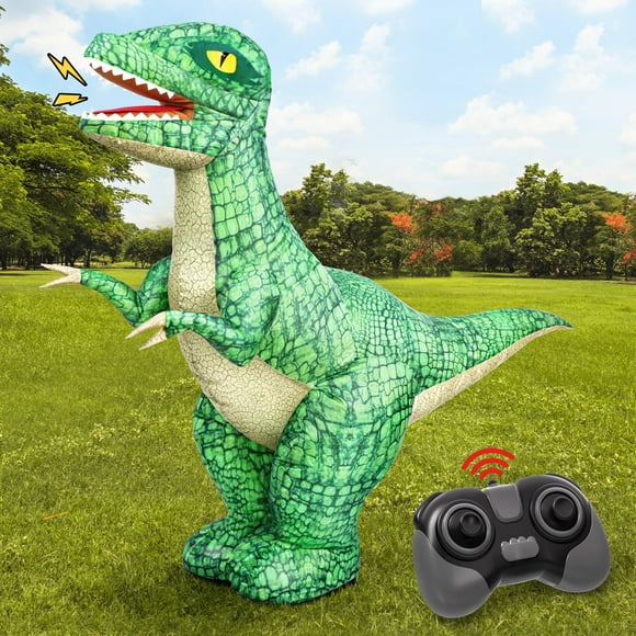 Jovow Jouet Dinosaure Gonflable Télécommandé 2,4 GHz pour Enfants, Jouet Dinosaure Électrique avec Rotation à 360°, Avant et Arrière, Dinosaure Marcheur Rechargeable