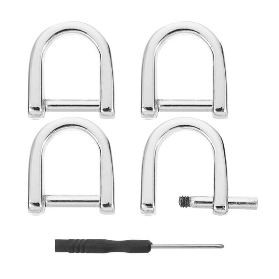 Uxcell D-Rings Screw in Shackle, 4Pack 9mm U Shape D Ring for Purse Bag DIY, Silver