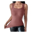 thumbnail image 3 of Women'S U Neck Shapewear Built-in Bra Tank High Strechy Sleeveless Slim Fit Tops Camisole Tops Root Color S, 3 of 8
