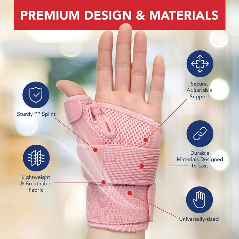Doctor Developed Thumb Brace for Arthritis/Thumb Splint/Thumb Support for  Men & Women - Trigger Thumb Spica Splint - Thumb Splint for Right  Hand/Left- FDA Medical Device & Handbook (Pink, Single) 