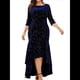thumbnail image 1 of Vestidos de Talla Grande para Mujer, Vestido Formal de Terciopelo con Mangas 3/4, Corte Sirena y Dobladillo Alto y Bajo Azul XXXL, 1 of 9