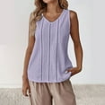 thumbnail image 4 of WREESH Women's Cotton Linen V-Neck Tank Top Sleeveless Casual Summer Beach Vacation Blouse Solid Eyelet Tee, 4 of 9