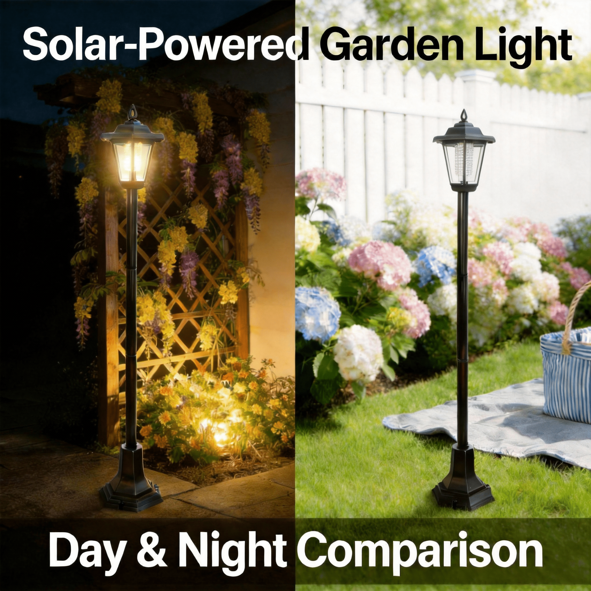 DJGIFI Solar Garden Pathway Driveway Light Vintage Adjustable Height Auto on/off Warm White LED