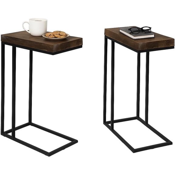 Proman Products Breeze Casual C Shaped End Table Small Side Table with Steel Base