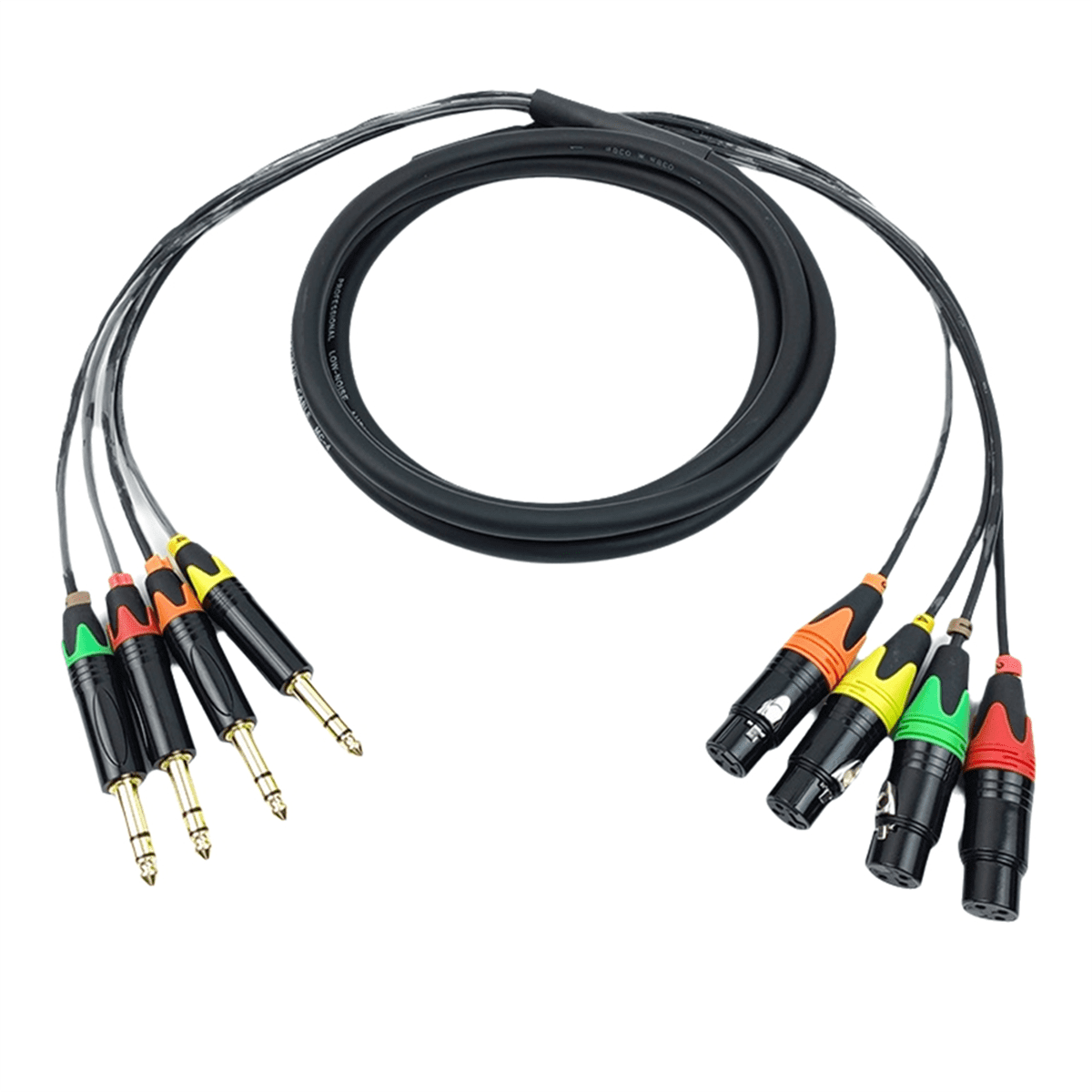 4 Channel 1/4 Inch TRS to XLR Cables 6.35mm Jack Stereo Audio Balanced Line to XLR Microphone Cables 300cm,1 * Cable,Black