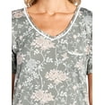 thumbnail image 4 of Casual Nights Women's Poly Short Sleeve Sleepwear Dorm Nightgown - Floral Grey - X-Large, 4 of 5