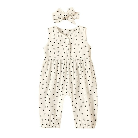 

XYIJANI New Baby Headbands Infant Baby Polka Sleeveless Clothes Girls Jumpsuit Dot Boys Girls Romper&Jumpsuit Boy Clothes 12-18 Months 18-24 Month Boy Clothes (Beige 90)