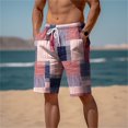 thumbnail image 1 of Men's Shorts Summer Shorts Casual Shorts Pocket Drawstring Elastic Waist Graphic Color Block Geometric Pattern Breathable Soft Short Men's Swimwear Pink M, 1 of 4