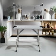 thumbnail image 2 of Pefilos 36" Pet Grooming Table for Large Dogs Adjustable Height Portable Trimming Table Drying Table w/Arm/Noose/Mesh Tray, Gray, 2 of 11