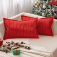thumbnail image 1 of HAYAN Christmas Red Corduroy Decorative Throw Pillow Covers Pack of 2 Soft Striped Pillows Pillowcases with Broad Edge Winter Modern Boho Home Decor for Couch Sofa Bed 12x20 Inch, 1 of 1