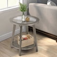 thumbnail image 2 of COSIEST 2-Tier Round MDF Side Table with Storage Shelf Antique Silver End Table with Tempered Glass Top, 2 of 8