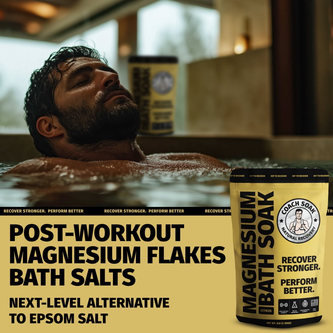 Coach Soak Magnesium Bath Flakes Citrus 32 oz Dead Sea Post Workout Recovery Bath Salts