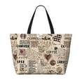thumbnail image 2 of Xecao Abstract Coffee Pattern With Letters for versatile beach bag for women includes zipper pockets and waterproof material, ideal for vacations and adventures., 2 of 7