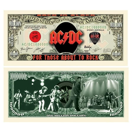 5 AC/DC Million Dollar Bills with Bonus “Thanks a Million” Gift Card (Best Five Dollar Gifts)