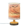 thumbnail image 2 of Owl Flowers Leaves Pink Table Lamp USB Bedside Desk Nightstand Lamp Printed Gifts Small Lamp Wood Base for Bedroom Living Room Kids Room College Dorm, 2 of 7