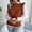 Brown, variant on Women's Sweater Vest, Ruffle Armhole Solid Casual Mock Neck Sleeveless Knitted Sweaters Streetwear Brown M