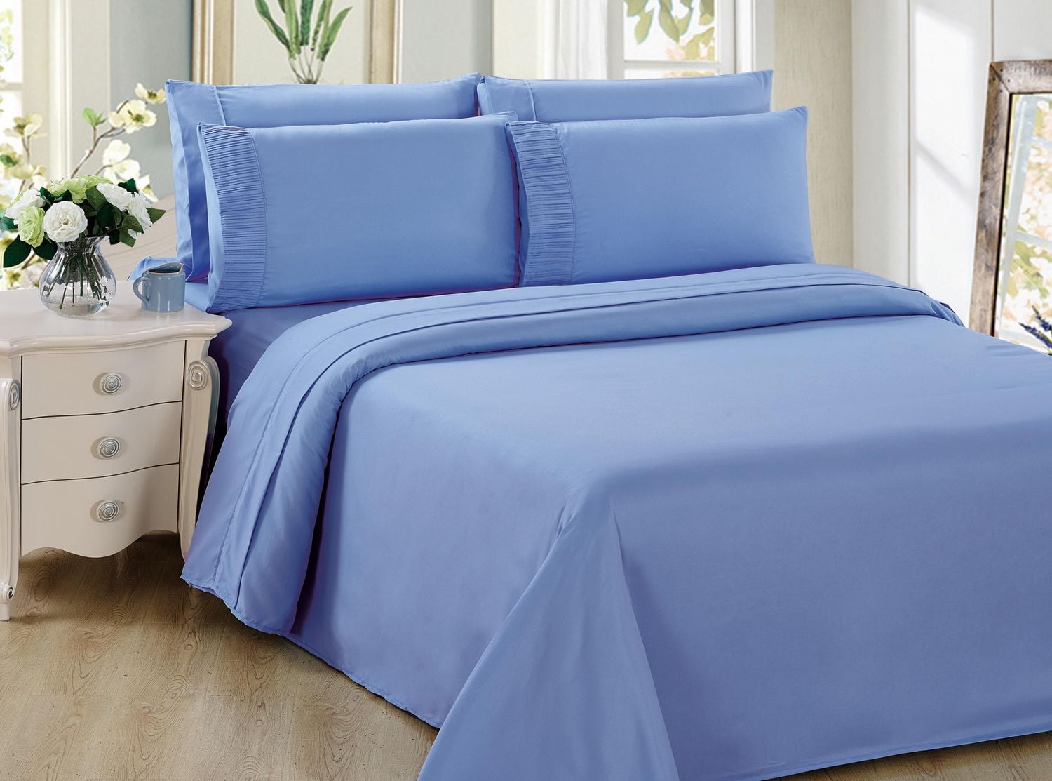 Literie Marina Décoration ultra douce et soyeuse en rayonne de bambou, toutes saisons, bleu