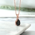 thumbnail image 4 of Gem Stone King 18K Rose Gold Plated Silver Black Onyx and White Diamond Pendant Necklace for Women | 2.84 Cttw | Pear Shape 12X8MM | with 18 inch Silver Chain, 4 of 4
