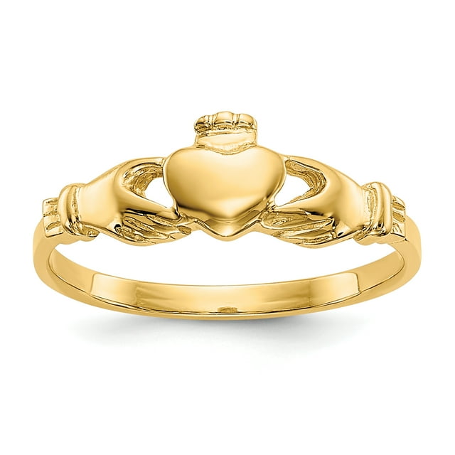 Bague Bébé Claddagh en Or Jaune 14k Celtique