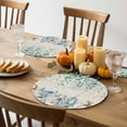 thumbnail image 4 of Fall Round Placemats Set of 4 Teal White Pumpkin Place Mats Thanksgiving Woven Placemat Floral Sage Green Eucalyptus Leaves Linen Circle Braided Table Mat for Kitchen Dining Table Party 15 Inch, 4 of 9