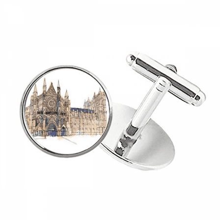 Westnster Abbeyof London Round Button Cuff Clip Stud Cufflinks