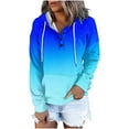 thumbnail image 3 of Jinhomg Women's Thin Fleece Hooded Sweatshirt Fall Lightweight Gradient Pullover Tops Casual Comfy Long Sleeve Drawstring Hoodies with Pocket Blue XL, 3 of 6