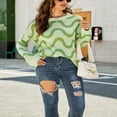 thumbnail image 2 of Pullovers Jacquard Contrasté pour Femmes en Tricot Ample, 2 of 8