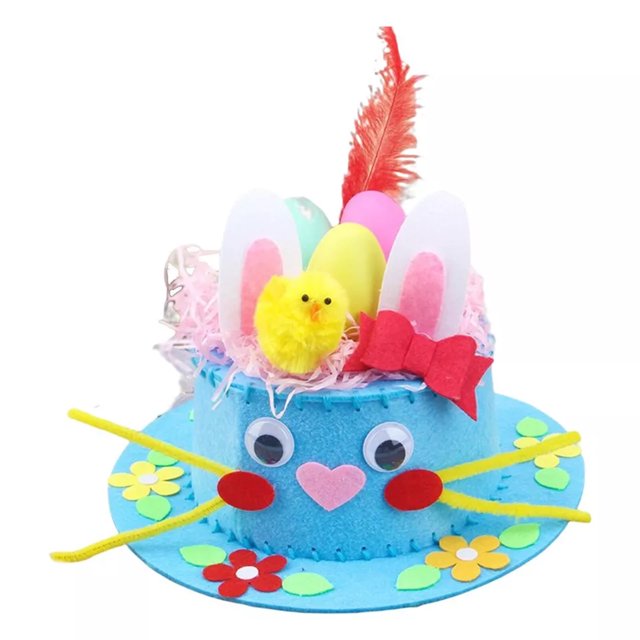 kurtrusly Complete Easter Hat Making Kit Eco-Friendly Non-Woven For Children Eco-friendly Easter Hats Are blue