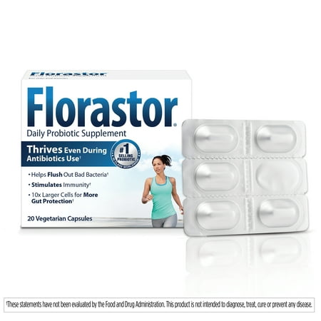 Florastor Unisex Daily Probiotic Supplement, Saccharomyces Boulardii CNCM I-745, 20 Count