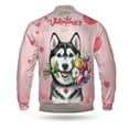 thumbnail image 2 of Happy Valentine's Day Siberian Husky holding flowers All Over Print 3D Baseball Jacket Husky Dog Lover Gifts Bomber Jacket Softball - 3005, 2 of 6