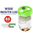 thumbnail image 2 of Mushroom Jar Liquid Culture Lid Food Grade Plastic Grain Spawn Cultivation Wide Mouth Mason Jar Lid with PTFE Filter & Self Healing(86mm Green,3pcs), 2 of 2