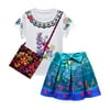 Girls Birthday Clothes Short Sleeve Shirt Skirt Set Princess Party Outfit for Girl Gift 2-8Years