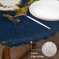thumbnail image 3 of Navy Blue Gold Marble Round Tablecloth, Fitted Table Cover with Elastic for 45"-54" Round Tables, Modern Abstract Marble Crack Texture Table Cloth Outdoor Indoor Dinning Party Waterproof Tablecloths, 3 of 7