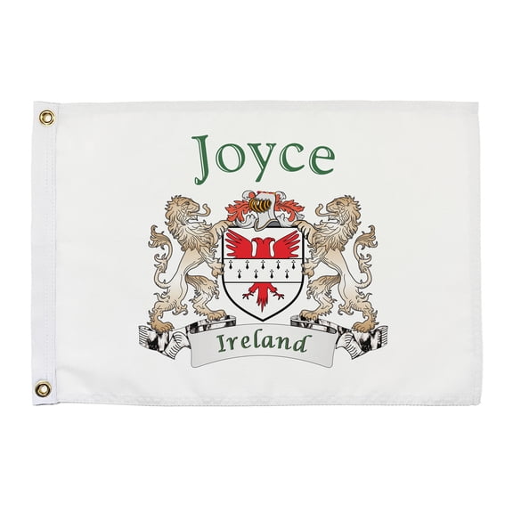 Joyce Irish Coat of Arms Small White Flag - 16"x10.5" inches