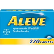 Aleve Pain Reliever/Fever Reducer Naproxen Sodium Caplets, 220 mg, 270 Ct
