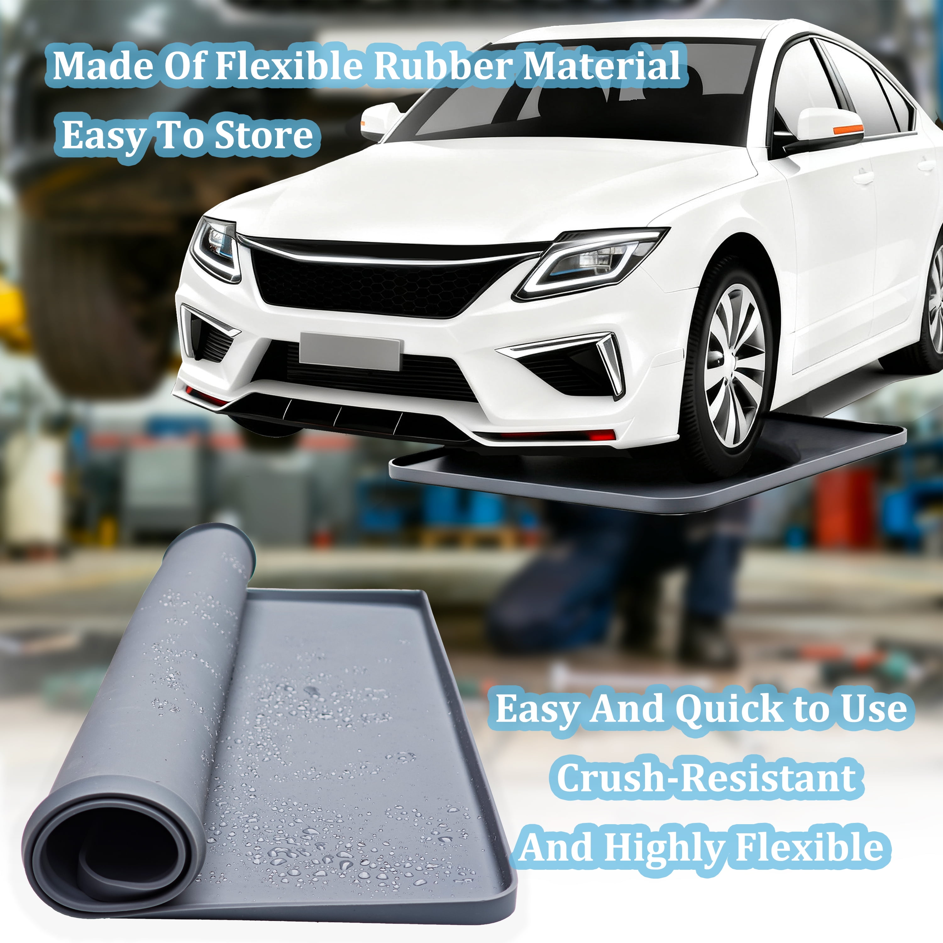 Oil Drip Pan for Under Car, Oil Spill Mat for Garage Floor Waterproof Driveway Outdoor Oil Drip Tray Silicone Oil Drip Pan No Splatter Non-Slip Oil Catch Pan Easy to Clean Reusable