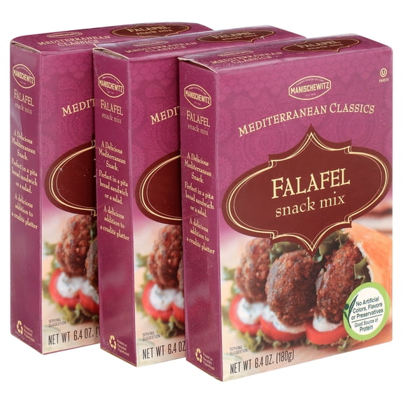 Manischewitz Mediterranean Falafel Ball Mix 6.4oz 3 Pack All Natural, Sugar Free, Certified Kosher, 7 Grams of Protein Per Serving
