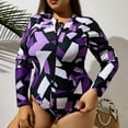 thumbnail image 4 of MKLEKYY Trajes De Baño Mujer Women'S Fashion Long Sleeve Printed Zip Conservative Plus Size Swimsuit, 4 of 6