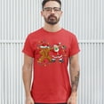 thumbnail image 3 of Tee Hunt Gingerbread Man and Santa Claus Dab Dance T-shirt Merry Christmas Men's Tee, 3 of 5