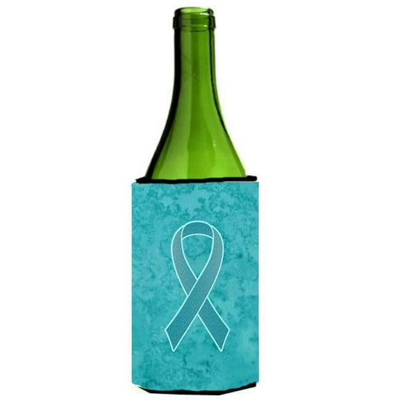 Teal Ribbon for Ovarian Cancer Awareness Wine bottle sleeve Hugger  24 Oz.