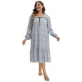 thumbnail image 5 of Womens Plus Size Long Nightgown Long Sleeve Soft Sleepwear Floral Loungewear Comfy Sleep Dress,XL-5XL, 5 of 6