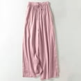 thumbnail image 2 of Uaswgudfs Women's Culottes Linen Cropped Pants with Pockets Wide Leg Pants Elastic Waist Casual Palazzo Trousers 2025 Fashion Pink L, 2 of 9