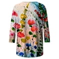 thumbnail image 4 of CHOK Chemises à Manches 3/4 pour Femmes, Col Rond Décontracté, Imprimé, Chandail d'Été Tendance, Blouses Douces et Confortables, Jaune P, 4 of 4