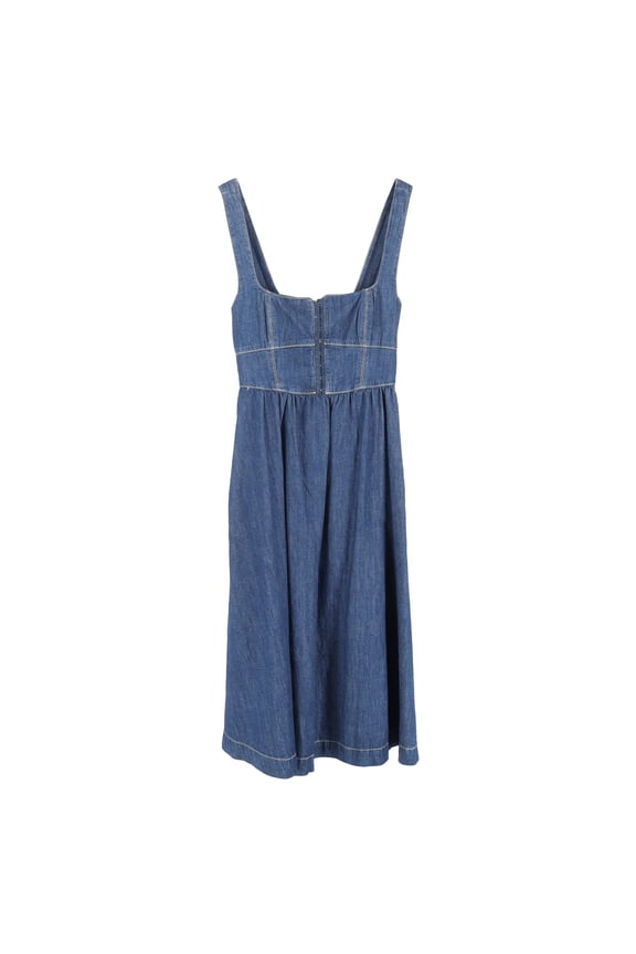 Pre-Owned Reformation Jeans Tagliatelle Sleeveless Midi Dress in Blue Cotton Denim