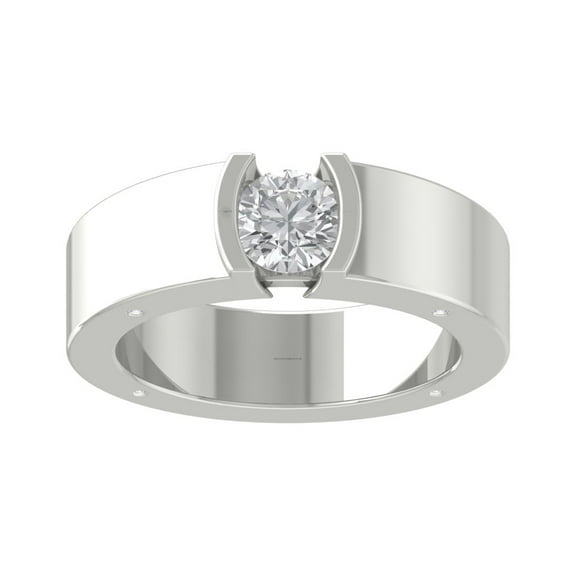 ARAIYA FINE JEWELRY 10K White Gold Lab Grown Diamond Solitaire Band Ring (1/2 cttw, D-F Color, VS Clarity), Size 9