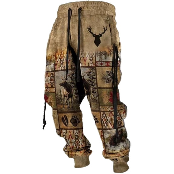 Bibifish Mens Fall Retro Washed Drawstring Elastic Waist Oversized Sweatpants Casual Graphic Print Outdoor Sports Jogger Pants With Pockets